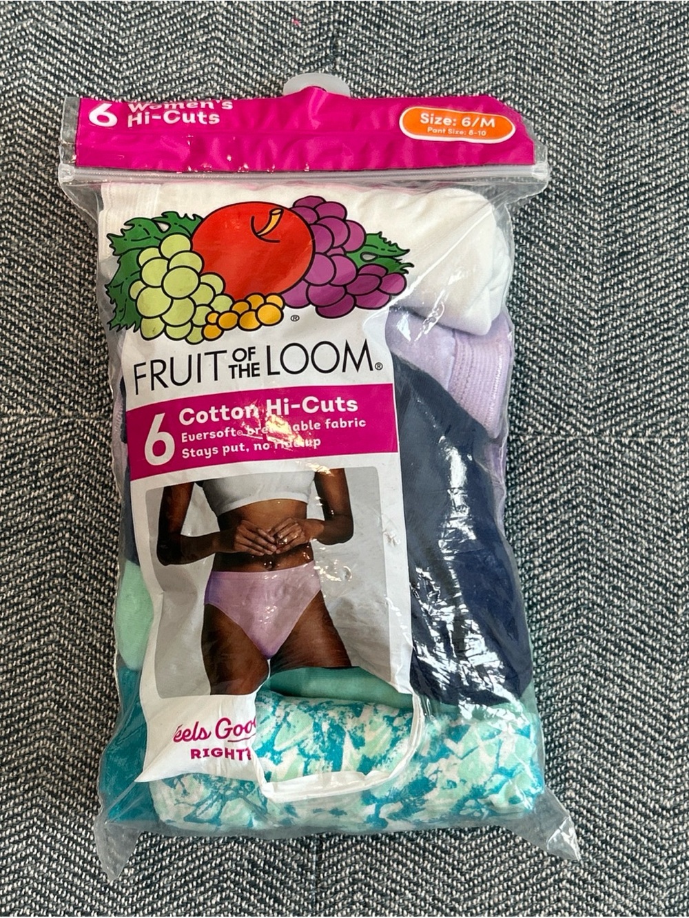 6-Pack FRUIT OF THE LOOM Women’s 6/M Cotton Hi-Cuts Eversoft Panties- New